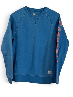 Carhartt Blue Logo Pullover Relaxed Fit Crewneck Athletic Sweatshirt